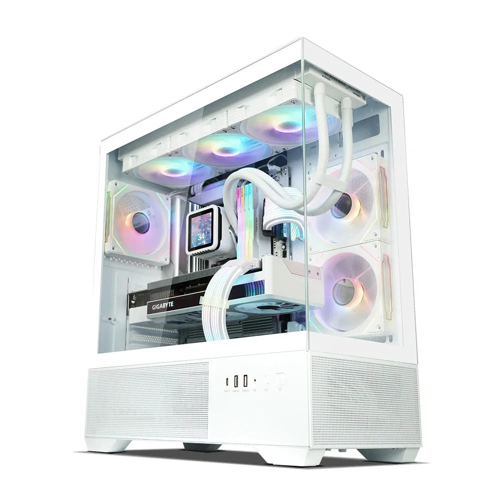 Zalman кутия Case ATX - Chronix WHITE V2 - 3 x 120 mm A-RGB, USB-C, Tempered Glass - Image 8