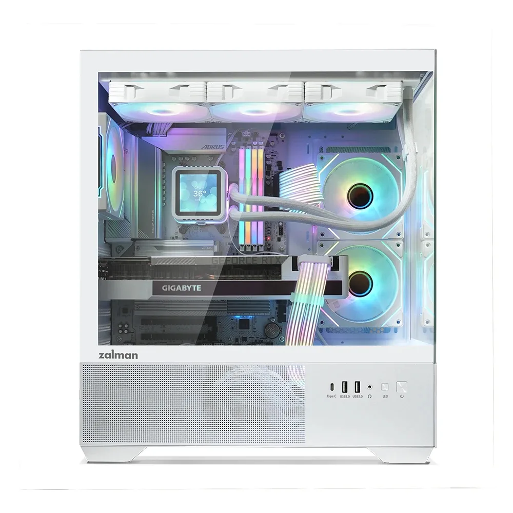 Zalman кутия Case ATX - Chronix WHITE V2 - 3 x 120 mm A-RGB, USB-C, Tempered Glass - Image 24