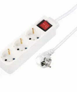 HAMA Разклонител 3 гнезда 1.4м бял с бутон за вкл/изкл.