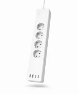 HAMA Смарт разклонител Wi-Fi  2.4Ghz 4 гнезда 4xUSB 1.7 m бял