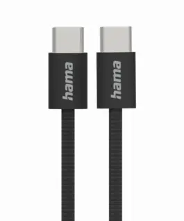 HAMA Кабел за зареждане "Fabric" USB-C - USB-C 1 m Nylon черен