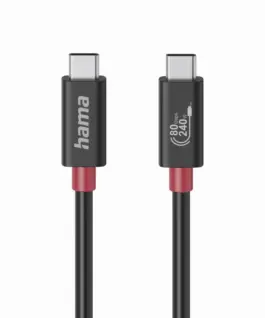HAMA Кабел USB-C еMarker USB 4 Gen 4 80 Gbit/s 1 м 5 A 240 W черен