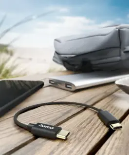 Alternative view of HAMA Кабел за зареждане, USB-C -USB-C, 0.2м, черен