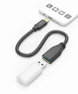 HAMA Адаптер OTG  USB-C мъжко - USB-A женско 0.15m черен