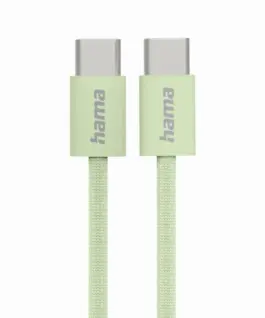 HAMA Кабел за зареждане "Fabric" USB-C - USB-C 1 m Nylon зелен