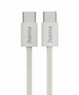 HAMA Кабел за зареждане "Fabric" USB-C - USB-C 1 m Nylon сив