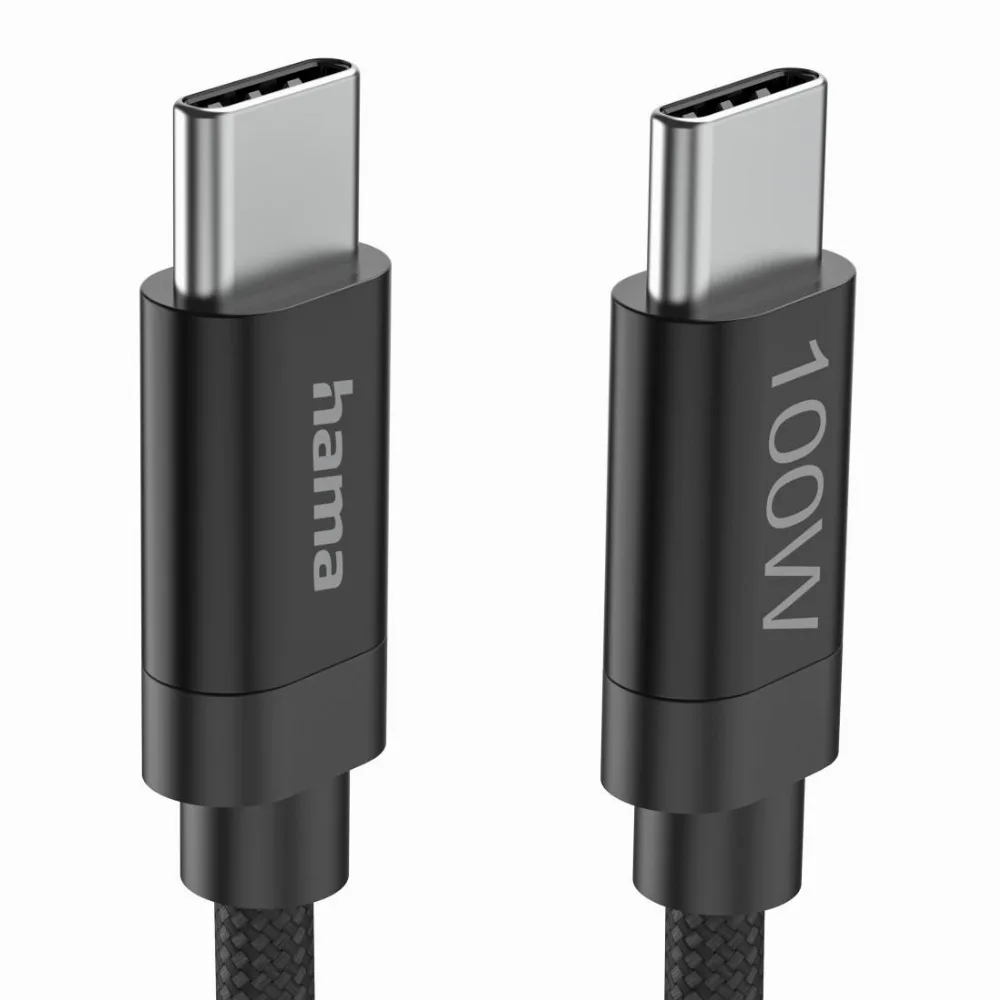 Hama Кабел за зареждане, "Fabric", USB-C - USB-C, 100 W, 3 m, Nylon, black - Image 5