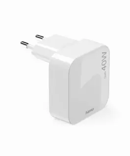 Alternative view of HAMA Бързо мини зарядно GaN, 2 x USB-C, PD, 40 W, сгъващ се адаптер, бял