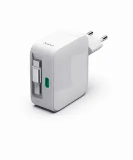 HAMA Бързо зарядно 30 W GaN 2x USB-C с разтегателен кабел 0.7м