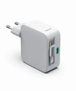 Alternative view of HAMA Бързо зарядно, 30 W, GaN, 2x USB-C, с разтегателен кабел 0.7м, бял