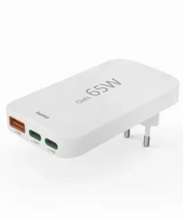 HAMA Бързо мини зарядно 65W 2x USB-C 1x USB-A PD плоско бяло