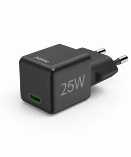 HAMA Бързо мини зарядно 220V USB-C PD/Qualcomm 25 W черен