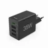 HAMA Мини Зарядно 220V 35 W 1x USB-C PD 3x USB-A Черно