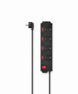 HAMA Разклонител с ключ 4 гнезда на 90° стенен монтаж 1.4м