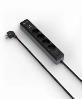 Alternative view of HAMA Разклонител 4-гнезда, USB-C/A 65 W, PD, ключ on/off, 1,4 м, черен/сив