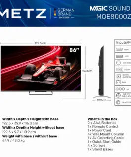 Alternative view of Телевизор METZ 86MQE8000Z, 86"(217 см), QLED, Google TV, 4K/UHD, 144Hz