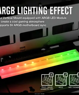 Alternative view of Брекет за вертикален монтаж на 45° GPU EZDIY-FAB ARGB PCIe 4.0 Riser Cable - Бял