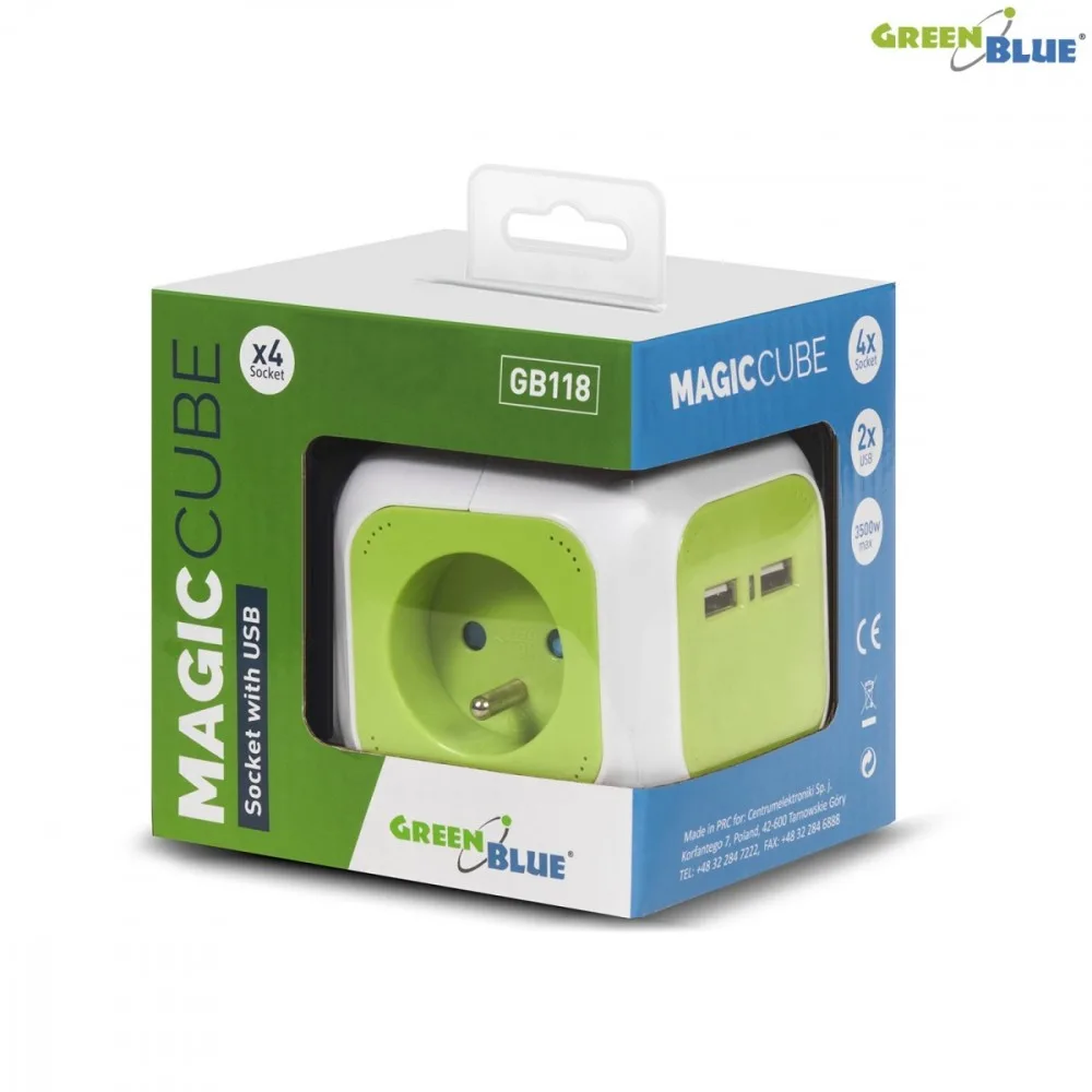 GreenBlue MagicCube quad current socket, 2 usb inputs 1,4m GB118 - Image 4