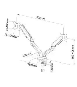 Alternative view of ART Desk handle on gas spring for 2 LEDs / LCDs 13-27 inches L-13GD