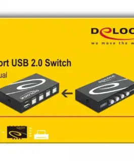 Превключвател Delock Ръчен, 4 x USB 2.0 порта, Черен - Image 5