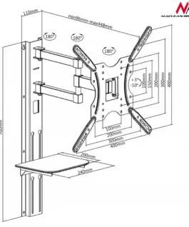 Maclean TV bracket 32 -55 with DVD tray 30kg VESA 400×400 MC-772