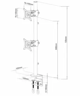 Techly Double twin desk LCD / LED desk stand 13-27 inch double