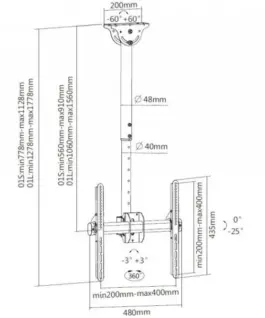 Techly Ceiling mount LCD/LED 32-55 черен