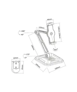 Alternative view of Techly Desktop /wall arm for Таблет and iPad 4.7-12 inches adjustable черен