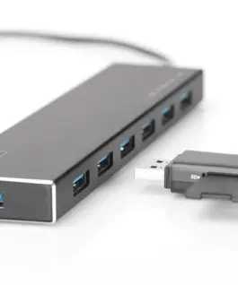 Alternative view of Digitus Hub 7-port USB 3.0 SuperSpeed., захранващ блок, aluminum