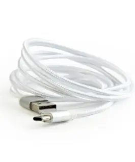 Gembird памучна оплетка USB Type C кабел/1.8m/silver
