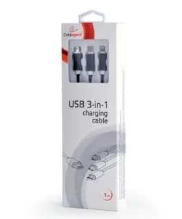 Alternative view of Gembird USB 3-in-1 кабел за зареждане/1m/черен