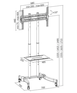 Alternative view of LogiLink Free standing handle 37-70 max 40kg, VESA 600x400