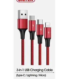 Unitek кабел за зареждане 3-in-1 USB – USB-C/microUSB/ Lightning