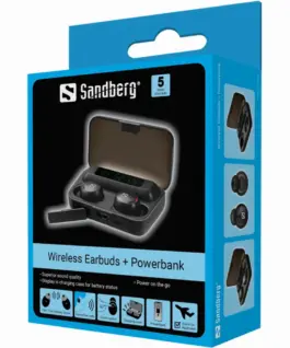 СЛУШАЛКИ SANDBERG Wireless Earbuds + Powerbank – Black – PN