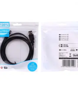 TB кабел USB – Mini USB 1.8m. черен