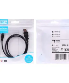 TB кабел USB – Mini USB 1m. черен