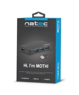 Natec Hub USB3.0 4-Port Moth черен