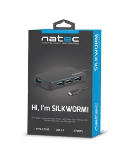 Alternative view of Natec Hub USB3.0 4-Port Silkworm черен USB-C