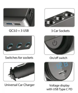 Maclean USB зарядно за кола 4xUSB Ports