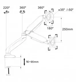 ART Gas desk holder for 1 LED/LCD монитор 10-32 L-17GD