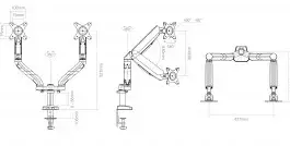 ART Desk holder for 2 LED/LCD monitors 10-32 L-18GD ART 9KG 2xUSB3.0