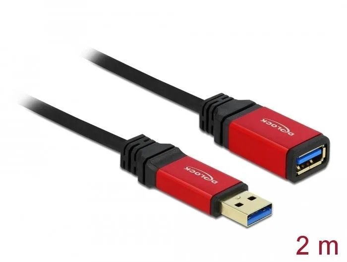Удължителен кабел Delock USB-A мъжко - USB-А женско, 2 м, Premium, Екраниран, Черен - Image 2