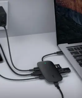 AUKEY CB-C71 aluminium HUB USB-C | 8in1 | RJ45 Ethernet 10/100/1000Mbps | 3xUSB 3.1 | HDMI 4k@30Hz | SD & microSD | USB-C Power Delivery