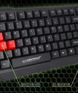 Alternative view of Esperanza Usb клавиатура aspis червен