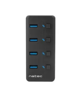 Alternative view of Natec USB Hub 4 Mantis 2 USB 3.0 ports with switch + захранващ блок