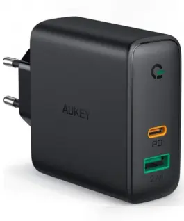AUKEY мрежово зарядно 2xUSB Power Delivery (1xUSB A+1xUSB C) 5.4A 30W Dynamic Detect