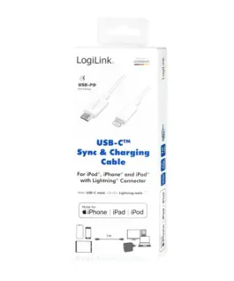 LogiLink Lightning male to USB-C кабел за връзка, бял - Image 3