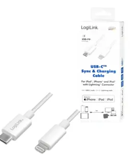 LogiLink Lightning male to USB-C кабел за връзка, бял - Image 4