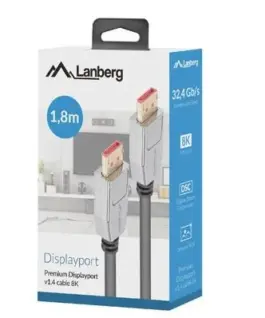 Lanberg Кабел DisplayPort M/M 0.5 20 PIN V1.4 1.8M 8K черен