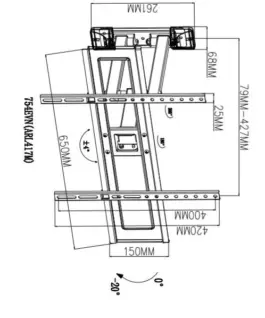 Alternative view of TB TV wall mount TB-754E 37-70 inches 35kg max VESA 600x400